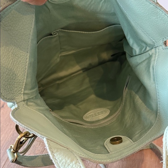 Mint Green Leather Purse Fossil gold trim crossbody bag women’s handbag main image 6